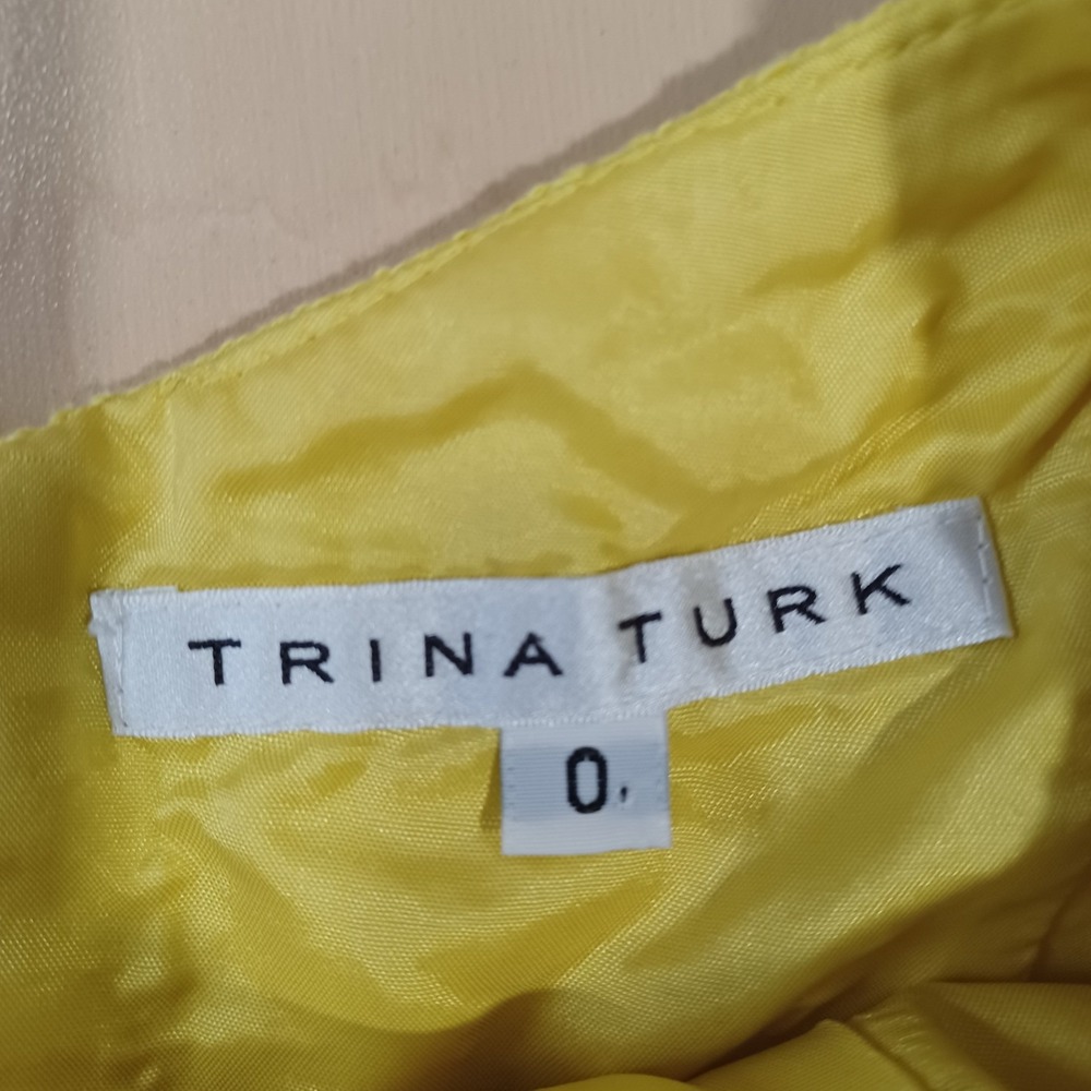 Trina Turk Yellow Textured Bow Neck Cutout Sheath Dress Size 0 Keyhole‎ Back - Picture 12 of 14